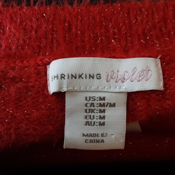 Shrinking Violet Women's Red Sparkle Sweater | New! M - Picture 10 of 14
